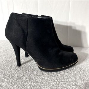 Call It Spring Black Ankle Boots With Gold Trim 8